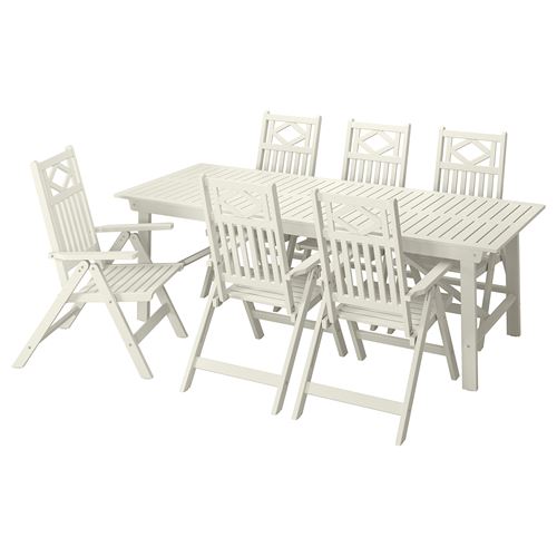 IKEA - BONDHOLMEN, dining table and adjustable chairs, white-beige