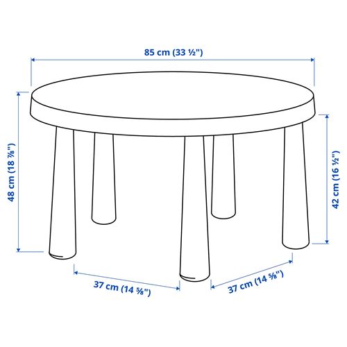 IKEA - MAMMUT, children's table, light blue, 85 cm