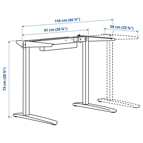 IKEA - RELATERA, table frame, white, 90/117 cm