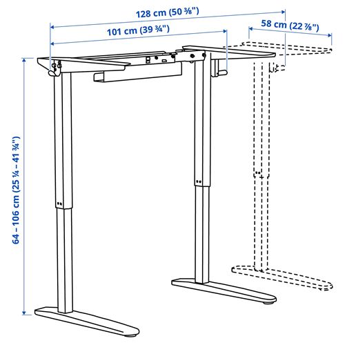 IKEA - RELATERA, height adjustable underframe, white, 90/117 cm