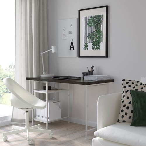 IKEA - LAGKAPTEN/SPAND, desk, black-brown-white, 120x60 cm