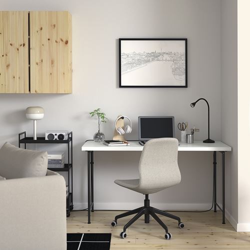 IKEA - LAGKAPTEN/SPAND, desk, white/black, 140x60 cm