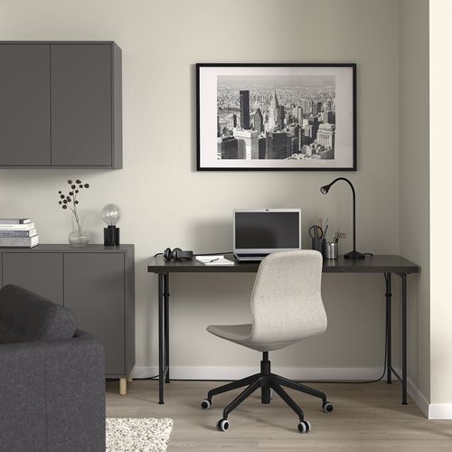 IKEA - LAGKAPTEN/SPAND, çalışma masası, venge-siyah, 140x60 cm