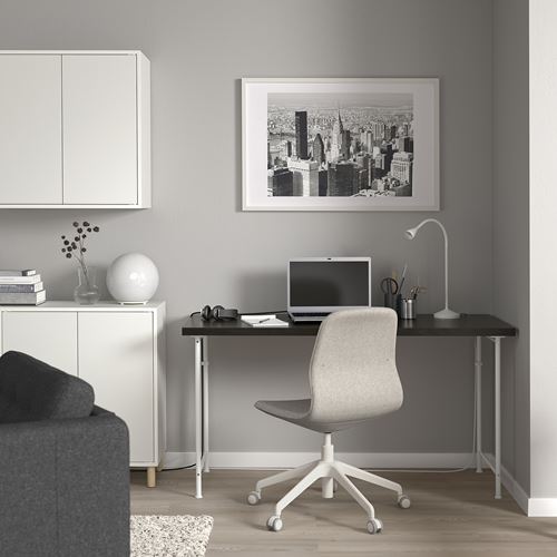 IKEA - LAGKAPTEN/SPAND, desk, black-brown-white, 140x60 cm