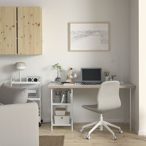 IKEA - LAGKAPTEN/SPAND, desk, white/anthracite, 140x60 cm