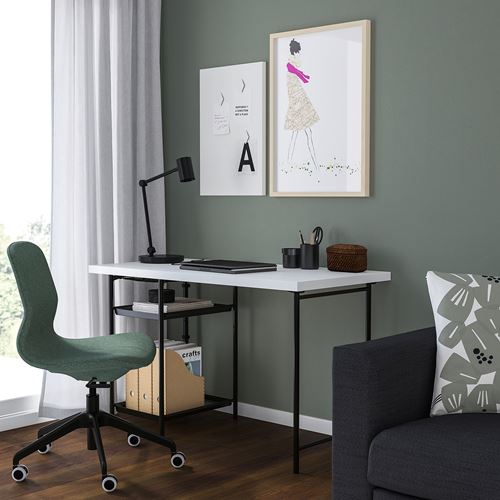 IKEA - LAGKAPTEN/SPAND, çalışma masası, beyaz-siyah, 120x60 cm