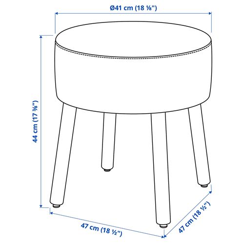 IKEA - MÖRTFORS, puf, diseröd gri, 47x47 cm