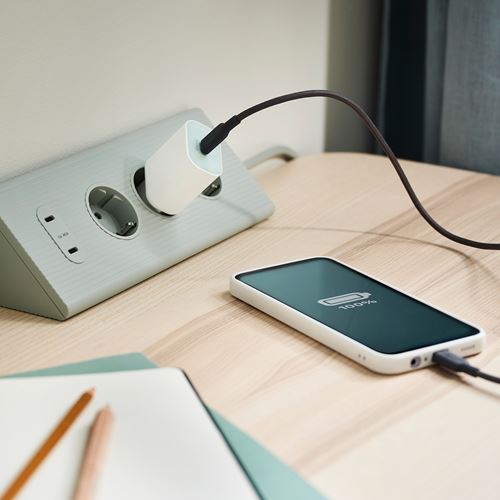 IKEA - SJÖSS, Charger with USB-C port, white