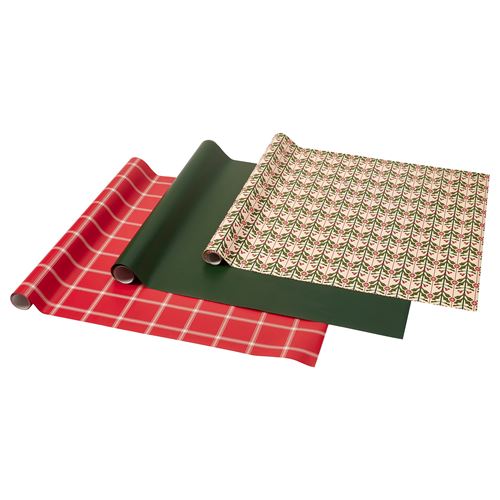 IKEA - VINTERFINT, gift wrap roll, red-green, 3x0.7 m/2.10 m²