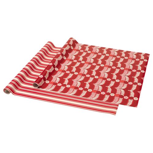 IKEA - VINTERFINT, gift wrap roll, red/patterned, 3x0.7 m/2.10 m²