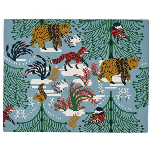 IKEA - VINTERFINT, place mat, animal pattern-blue, 45x35 cm