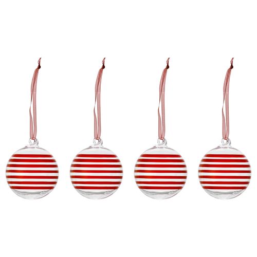 IKEA - VINTERFINT, tree ornament, clear glass/red, 6 cm