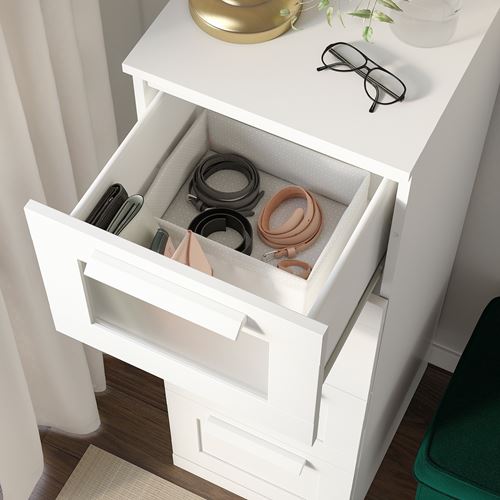 IKEA - BRIMNES, chest of 4 drawers, white-frosted glass, 39x124 cm