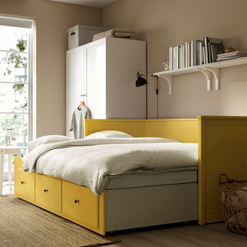 IKEA - HEMNES/VANNAREID, day-bed, yellow, 80x200 cm