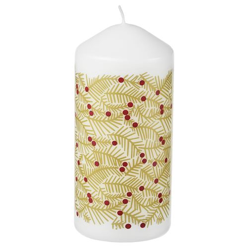 IKEA - VINTERFINT, block candle, white/gold-colour, 14 cm