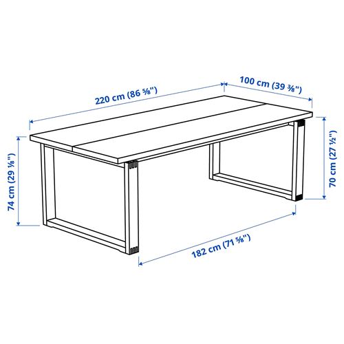 IKEA - MÖRBYLANGA, yemek masası, meşe kaplama-kahverengi, 220x100 cm