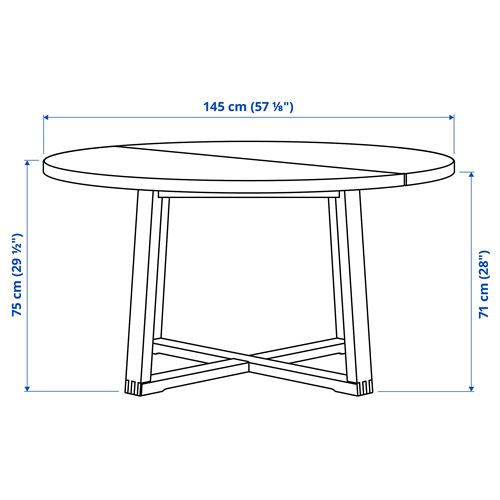 IKEA - MÖRBYLANGA, round dining table, oak veneer brown stained, seats 6