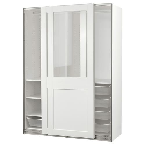 IKEA - PAX/GRIMO, PAX sliding door wardrobe, white, 150x66x201 cm