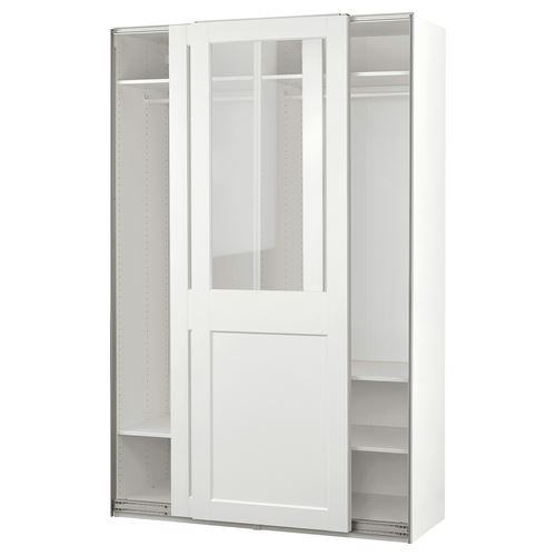 IKEA - PAX/GRIMO, PAX sliding door wardrobe, white, 150x66x236 cm