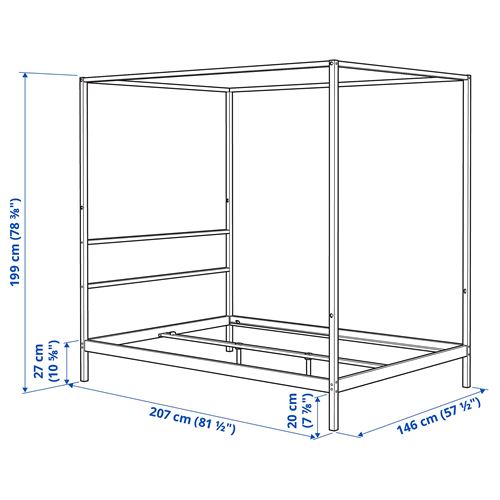 IKEA - VITARNA/LURÖY, çift kişilik karyola, beyaz, 140x200 cm