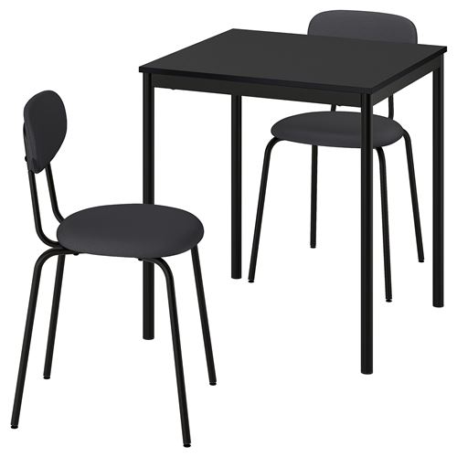 IKEA - SANDSBERG/ÖSTANÖ, kitchen table set, black-remmarn dark grey, 2 chairs