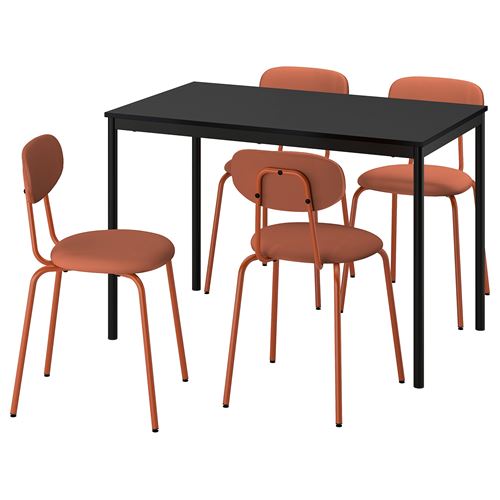 IKEA - SANDSBERG/ÖSTANÖ, kitchen table set, black-remmarn red brown, 4 chairs