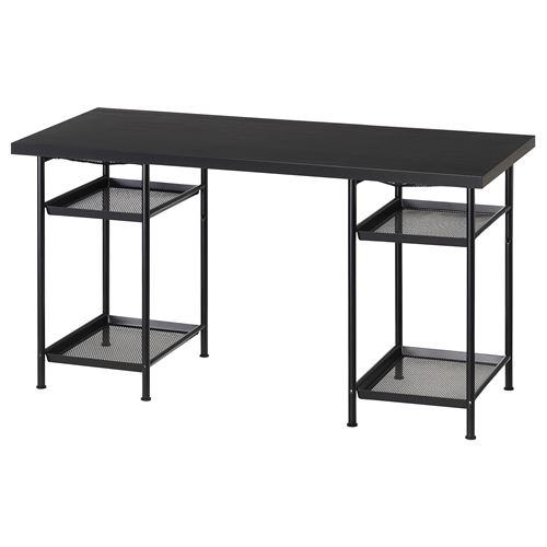 IKEA - LAGKAPTEN/SPAND, desk, black-brown/black, 140x60 cm