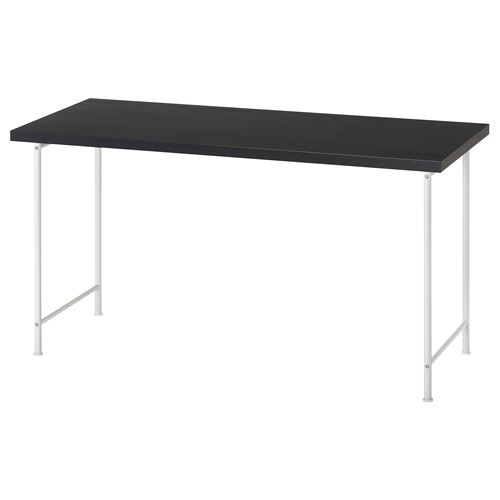 IKEA - LAGKAPTEN/SPAND, desk, black-brown-white, 140x60 cm