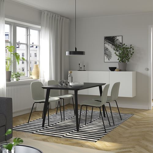 IKEA - LISABO/KARLPETTER/SEFAST, mutfak masası takımı, siyah-gunnared açık yeşil, 4 sandalyeli