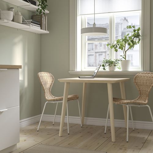 IKEA - LISABO/ALVSTA, mutfak masası takımı, dişbudak kaplama-rattan, 2 sandalyeli