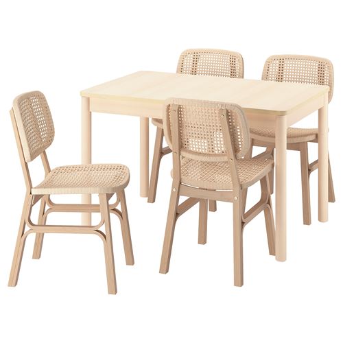 IKEA - RÖNNINGE/VOXLÖV, dining set, birch-light bamboo, 4 chairs