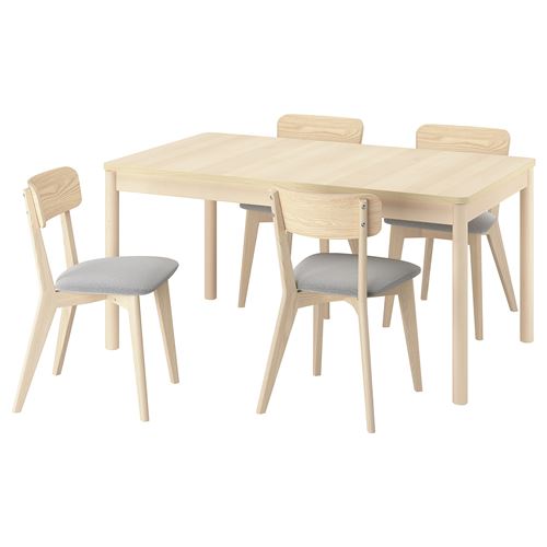 IKEA - RÖNNINGE/LISABO, yemek masası takımı, huş-tallmyra beyaz siyah, 4 sandalyeli
