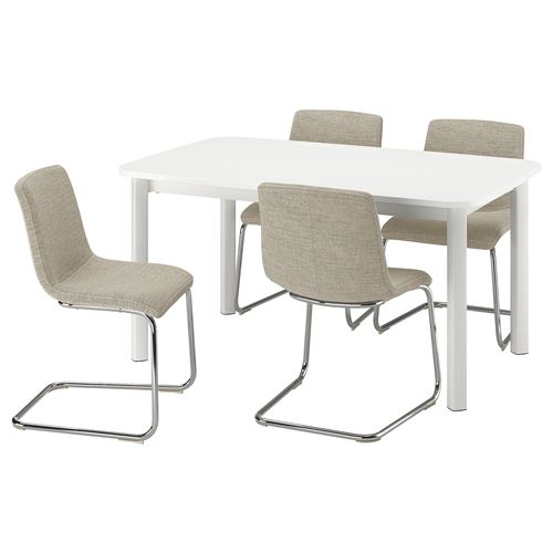 IKEA - STRANDTORP/LUSTEBO, yemek masası takımı, beyaz-Viarp bej/kahverengi, 4 sandalyeli