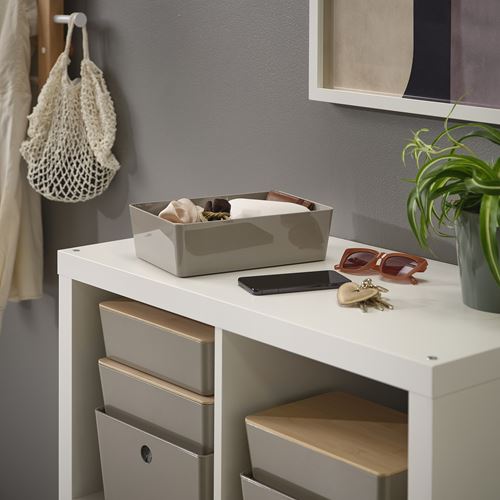 IKEA - KUGGIS, box, dark grey/beige, 18x26x8 cm