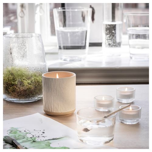 IKEA - SILKESTRAD, scented candle in pot, off white, 45 hr