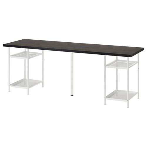 IKEA - LAGKAPTEN/SPAND, desk, black-brown-white, 200x60 cm