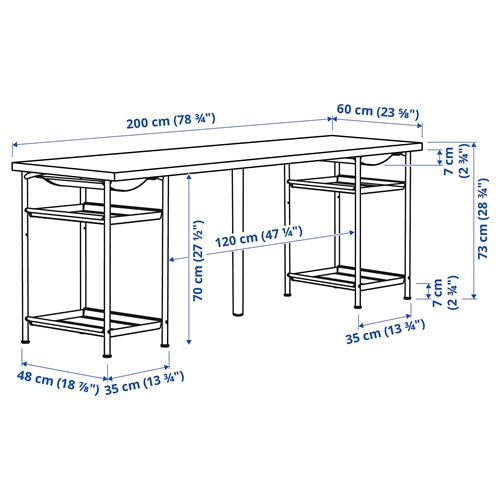 IKEA - LAGKAPTEN/SPAND, desk, black-brown-white, 200x60 cm