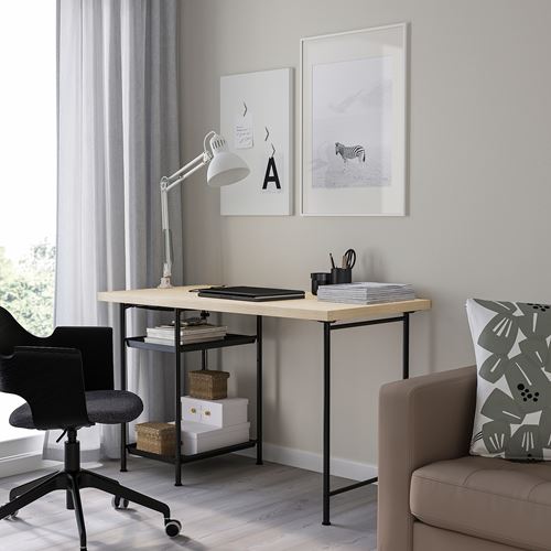 IKEA - MITTCIRKEL/SPAND, çalışma masası, canlı çam efekti-siyah, 120x60 cm