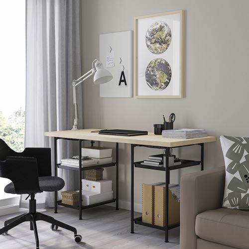 IKEA - MITTCIRKEL/SPAND, çalışma masası, canlı çam efekti-siyah, 140x60 cm