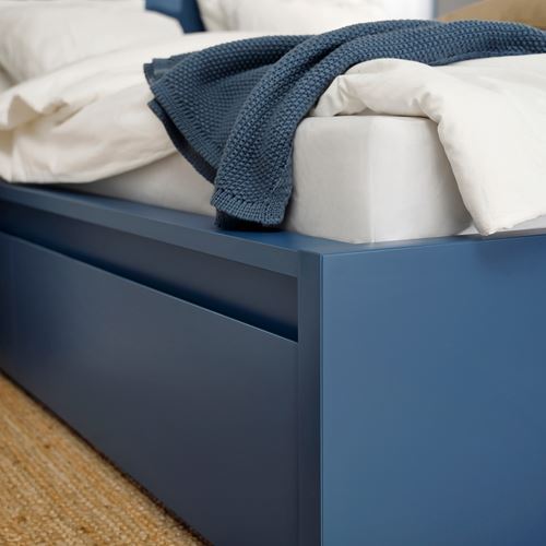 IKEA - MALM/LURÖY, double bed base, blue, 140x200 cm