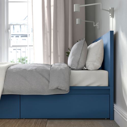 IKEA - MALM/LURÖY, double bed base, blue, 140x200 cm