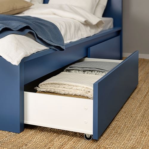 IKEA - MALM/LINDBADEN, double bed base, blue, 160x200 cm