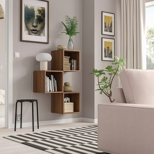 IKEA - EKET, duvar dolabı kombinasyonu, ceviz görünümlü, 70x25x105 cm