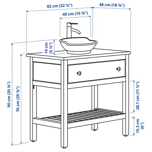 IKEA - HEMNES/VASTERSJÖN, wash-basin and cabinet, white, 82x48x90 cm