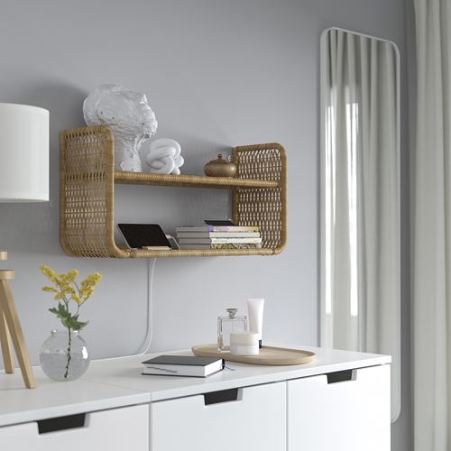 IKEA - FRYKSAS, wall shelf, rattan, 60x20 cm