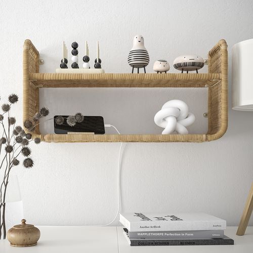 IKEA - FRYKSAS, wall shelf, rattan, 60x20 cm