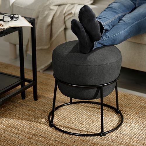 IKEA - EMMISLÖV, pouffe, vissle dark grey