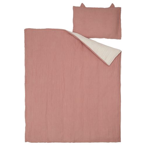 IKEA - GULDVAVARE, bebek nevresim takımı, uçuk pembe-bej, 60x120 cm