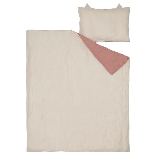 IKEA - GULDVAVARE, bebek nevresim takımı, uçuk pembe-bej, 60x120 cm
