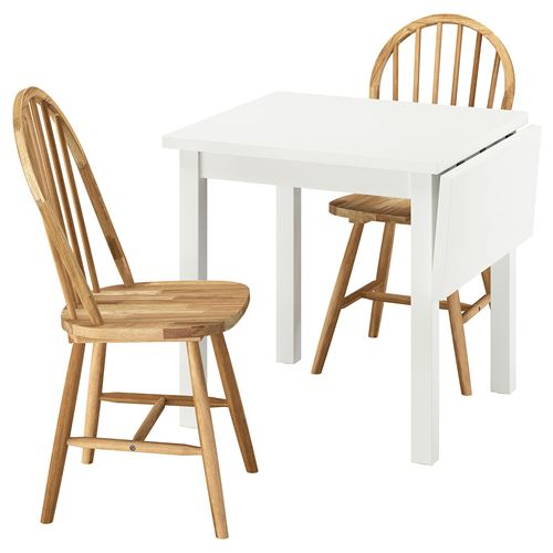 IKEA - NORDVIKEN/SKOGSTA, mutfak masası takımı, beyaz-akasya, 2 sandalyeli